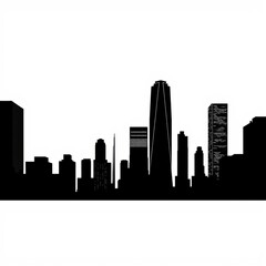 Obraz premium Stylized illustration featuring a waterfront city skyline at night in black white and gold silhouetted skyline cityscape architecture illustration building city vector
