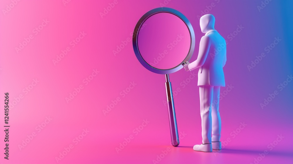 Poster exploring insights through magnifying glass abstract background 3d render digital art conceptual vie