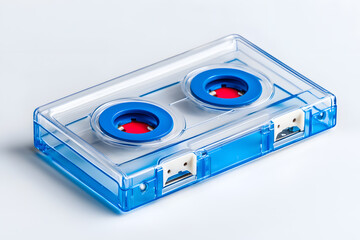 Fototapeta premium 3d stereo cassette. Bright retro vintage audio tape with music record isolated on white