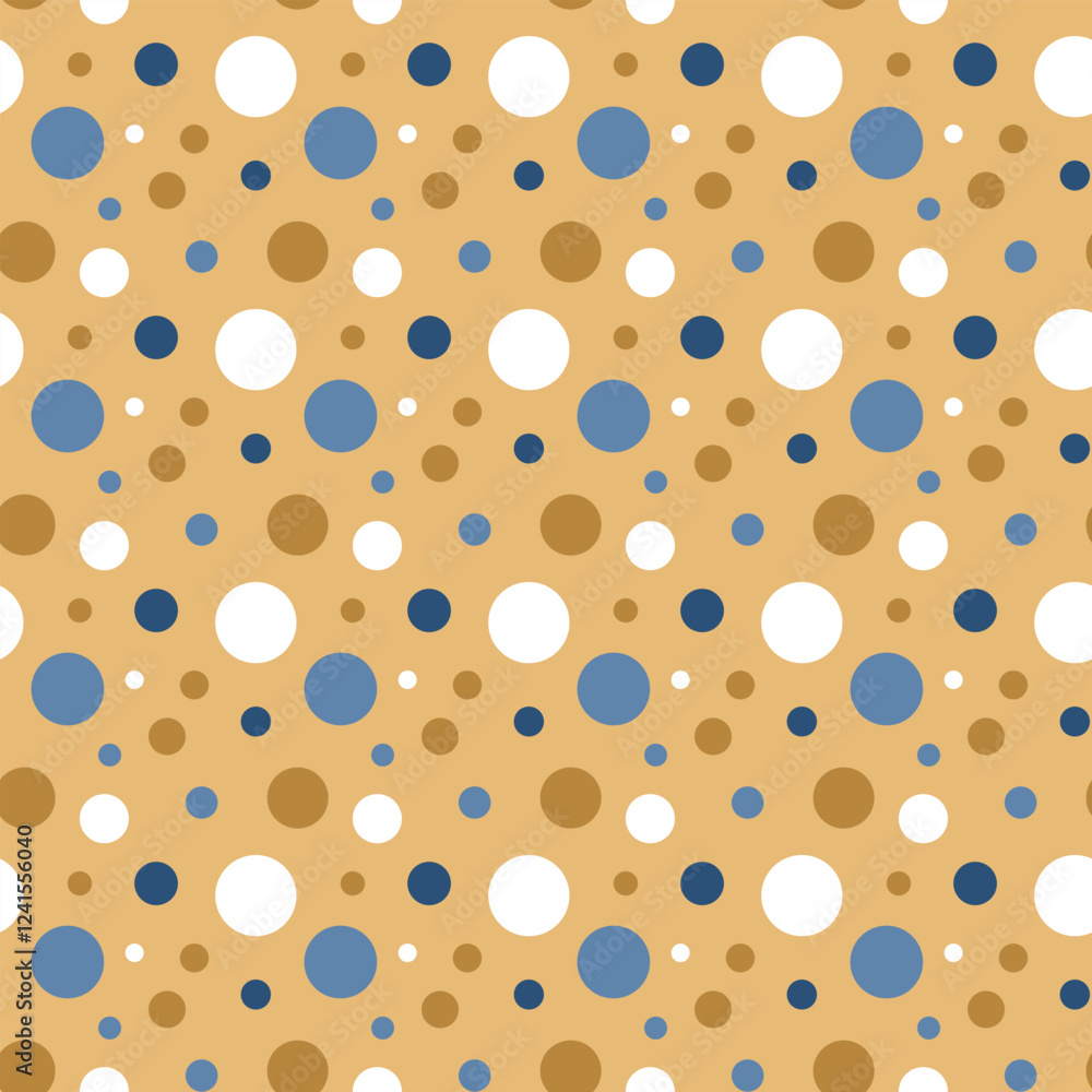 Poster abstract seamless dots pattern. seamless blue and white dots pattern on a gold background