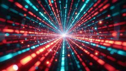 Obraz premium A mesmerizing display of light trails and matrices evoking a futuristic, retro aesthetic.