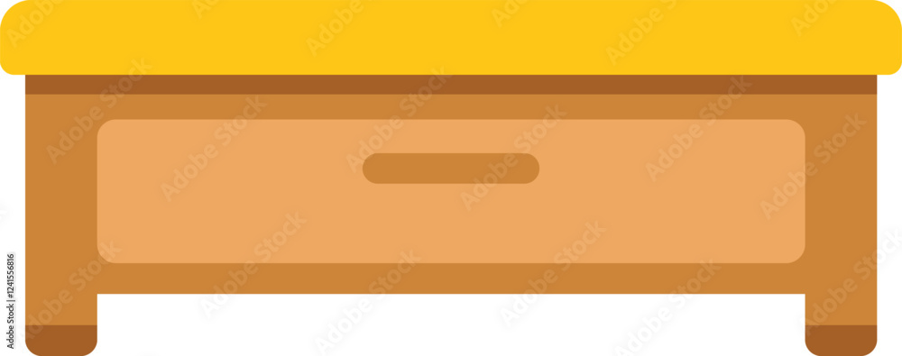 Poster small wooden bedside table with yellow top and single drawer, perfect for storing small items in a b
