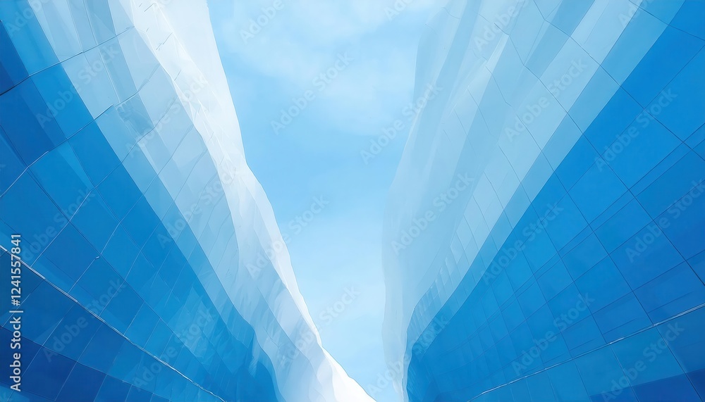 Poster futuristic blue geometric pattern with abstract polygonal surface, modern architectural texture, digital technology background

