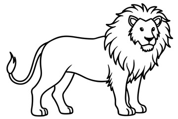 Sleek Lion Outline Vector Illustration