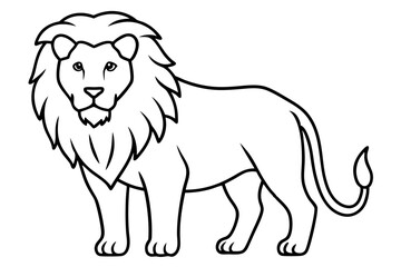 Sleek Lion Outline Vector Illustration