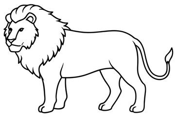 Sleek Lion Outline Vector Illustration