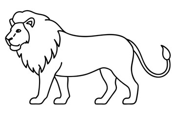 Sleek Lion Outline Vector Illustration