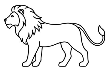 Sleek Lion Outline Vector Illustration