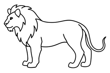 Sleek Lion Outline Vector Illustration