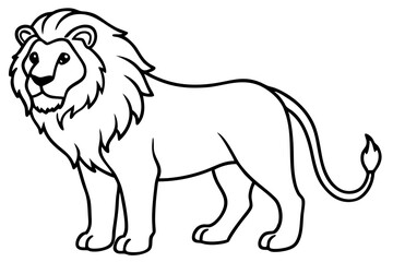 Sleek Lion Outline Vector Illustration