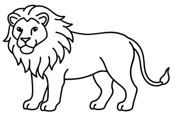 Sleek Lion Outline Vector Illustration