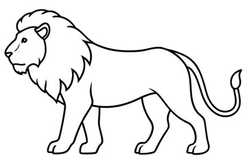Sleek Lion Outline Vector Illustration