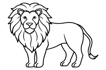 Sleek Lion Outline Vector Illustration
