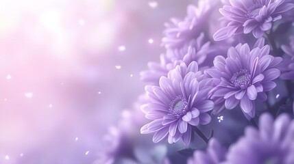 Fototapeta premium Purple and white chrysanthemums, vibrant colors, macro photography 