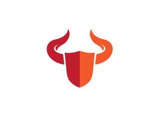 Security logo, shield with big horns, design Vector illustration 