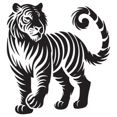 Striking Silhouette of a Tiger with Intricate Detail