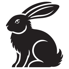 Rabbit Silhouette Illustration Sitting Hare Peaceful Posture