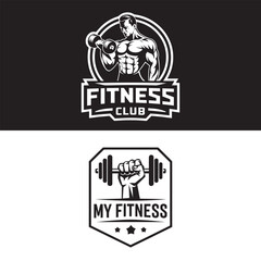 Bodybuilding fitness gym logo design template 