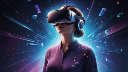 Virtual reality: a person wearing a VR headset