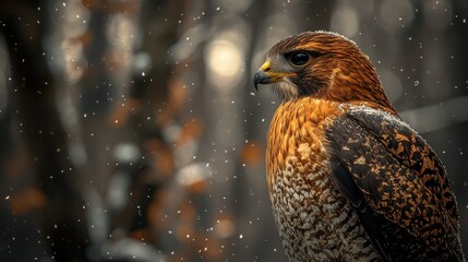 Obraz premium Red-tailed Hawk in Winter Woods