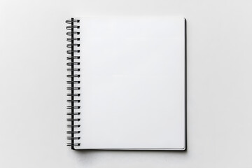 Top view blank open notebook isolated on white background