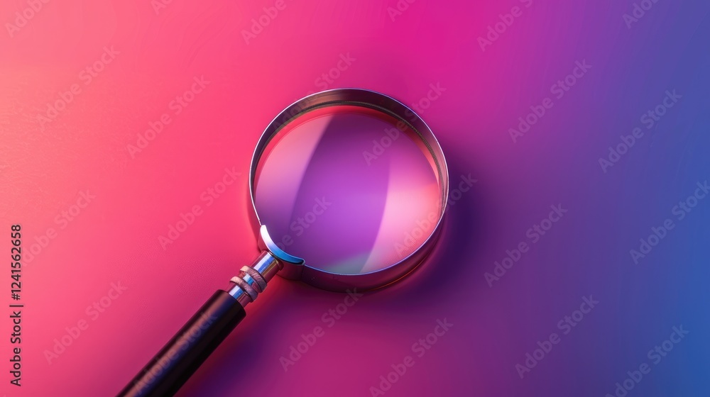 Poster Exploring the science of observation magnifying glass on colorful backdrop abstract art studio setting