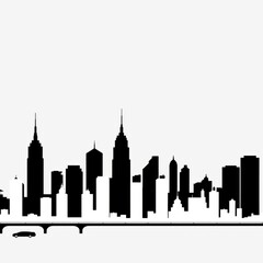 Obraz premium Sunrise over a modern city skyline reflection silhouetted skyline cityscape architecture illustration building city vector