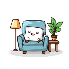 Adorable Pillow Character Relaxing on a Cozy Armchair