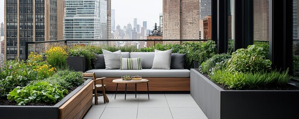 Urban rooftop garden oasis in city park a green retreat