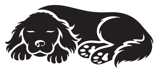 Sleeping Cocker Spaniel Dog Silhouette Illustration