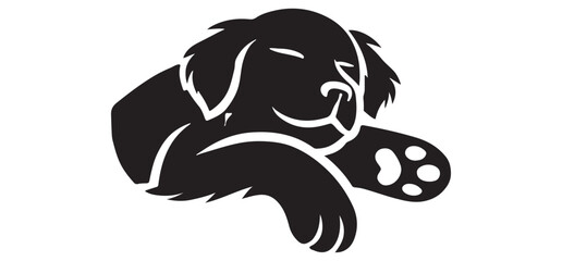 Sleeping Puppy Silhouette Illustration  Peaceful Canine Resting