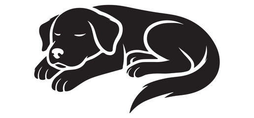 Sleeping Dog Silhouette Vector Illustration Design