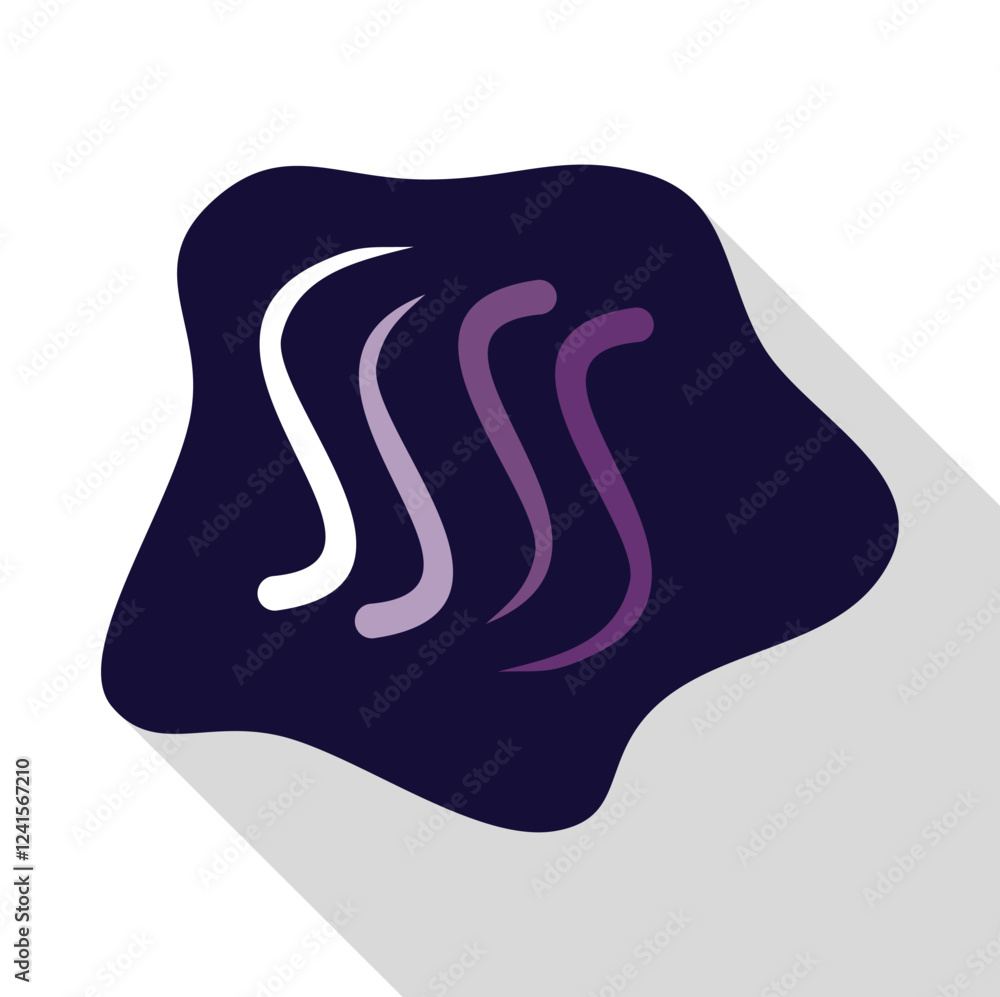 Poster abstract design featuring purple and white lines forming an s shape against a dark blue backdrop, cr