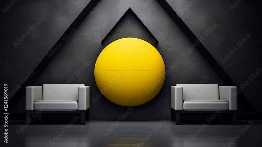 Poster minimalist design featuring swing and slide centered, showcasing gradient and yellow line contrast