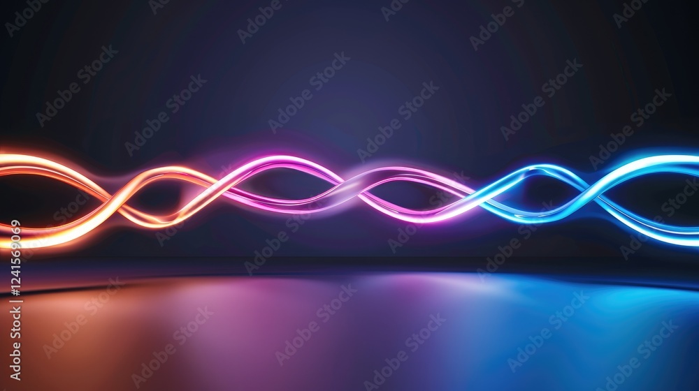Poster Dynamic light waves creating vibrant patterns studio setting digital art abstract environment close-up view technology concept