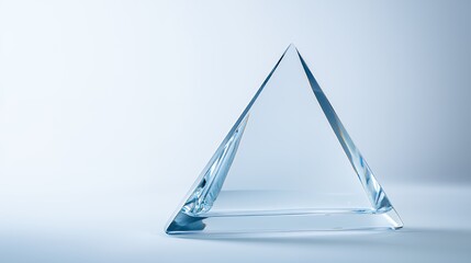 a triangle shaped piece of glass on a white background 