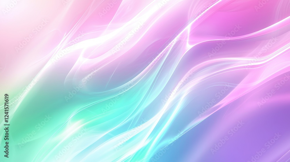 Poster soft swirling pastel waves create a serene and dreamlike atmosphere in a vibrant abstract background