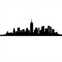 Fototapeta premium Simple line drawing of the skyline of new york city drawn in black ink on white paper silhouetted skyline cityscape architecture illustration building city vector