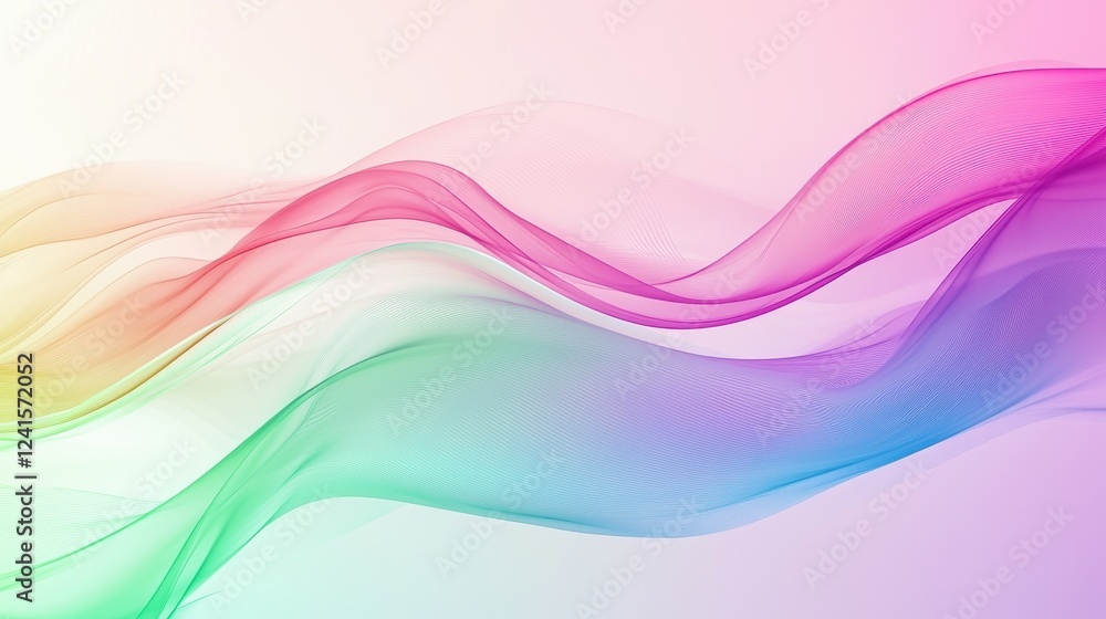 Poster colorful abstract waves flow gracefully, creating a vibrant backdrop of soft pastels and dynamic hue