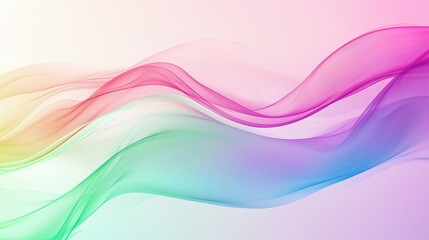 Colorful abstract waves flow gracefully, creating a vibrant backdrop of soft pastels and dynamic hues in an artistic display of light and motion