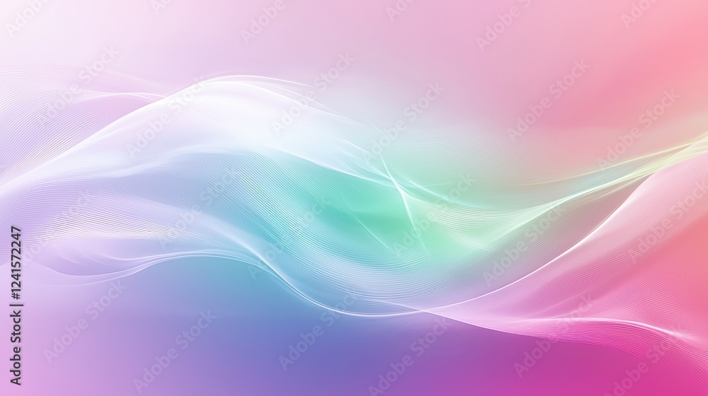 Poster soft colorful waves blend seamlessly in a serene abstract design showcasing calming hues and smooth 