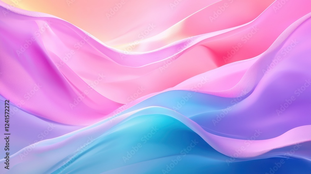 Aufkleber colorful fabric waves in soft pastel shades creating a serene atmosphere with flowing textures in a 
