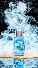 Radiant Skincare Serum Mockup in High Fashion Style with Ethereal Smoke Effects and High Fidelity Visual Presentation