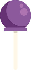 Delicious round purple lollipop on a white stick, a sweet treat for candy lovers