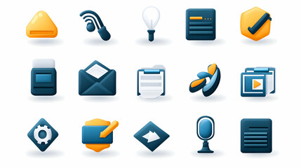 Colorful app icons;  digital workflow;  software development; white background; website design