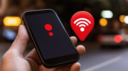 Mobile connectivity action urban setting digital interaction nighttime environment user perspective modern communication concept