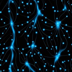 Obraz premium Visualizing quantum entanglement glowing connection of entangled particles in a seamless pattern