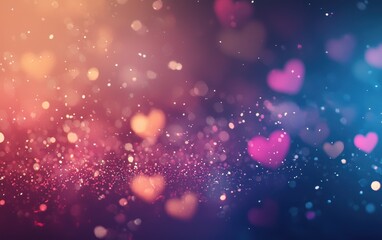 Dreamy mockup background with space for text designed with a vibrant gradient featuring abstract floating hearts and subtle sparkles for Saint Valentines Day and 8 March International Womens Day