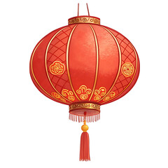 Obraz premium Chinese red lantern isolated on transparent background