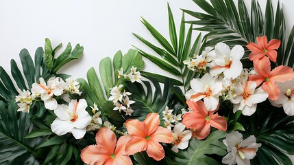 a beautiful bouquet of tropical flowers on a white background photo 